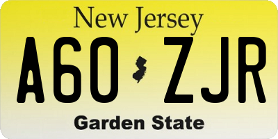 NJ license plate A60ZJR