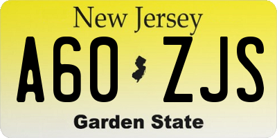 NJ license plate A60ZJS