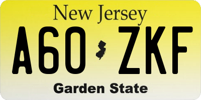 NJ license plate A60ZKF