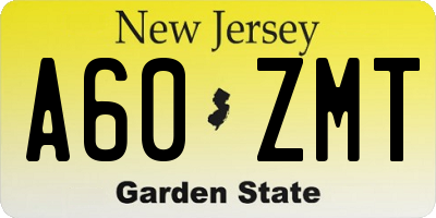 NJ license plate A60ZMT