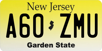 NJ license plate A60ZMU