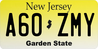 NJ license plate A60ZMY