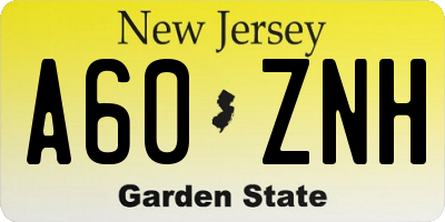 NJ license plate A60ZNH