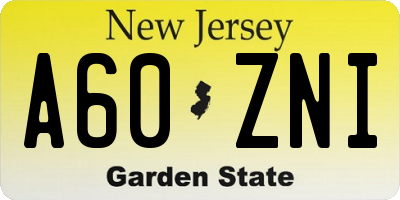NJ license plate A60ZNI