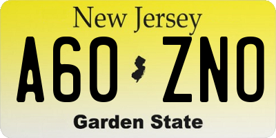 NJ license plate A60ZNO