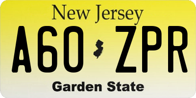 NJ license plate A60ZPR