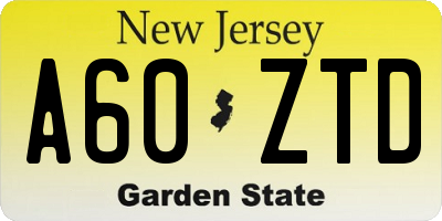 NJ license plate A60ZTD