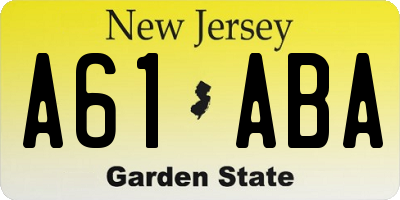 NJ license plate A61ABA