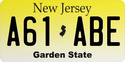 NJ license plate A61ABE