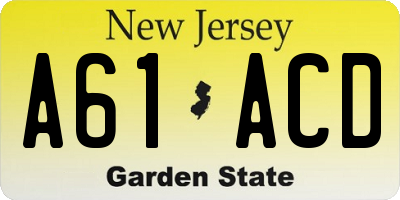 NJ license plate A61ACD