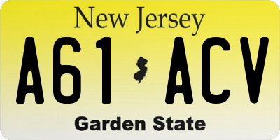 NJ license plate A61ACV