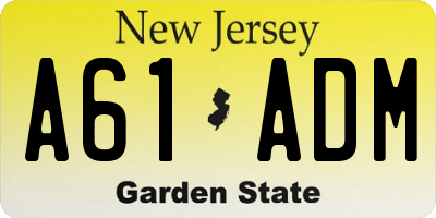NJ license plate A61ADM