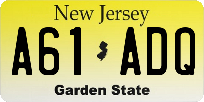 NJ license plate A61ADQ