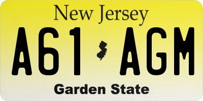 NJ license plate A61AGM