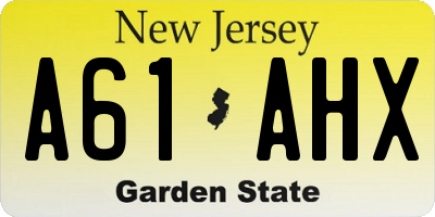 NJ license plate A61AHX