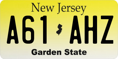 NJ license plate A61AHZ