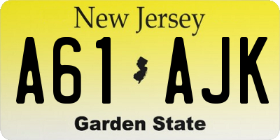 NJ license plate A61AJK