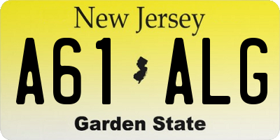 NJ license plate A61ALG
