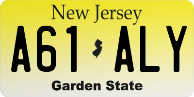 NJ license plate A61ALY