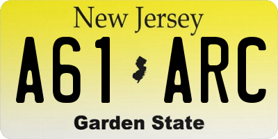 NJ license plate A61ARC