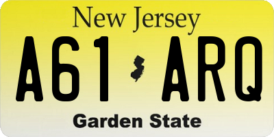 NJ license plate A61ARQ