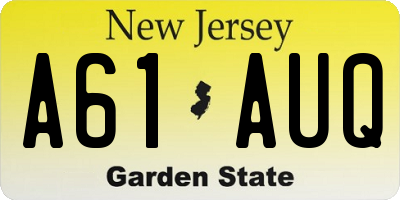 NJ license plate A61AUQ
