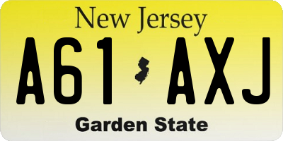 NJ license plate A61AXJ