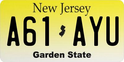 NJ license plate A61AYU