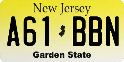 NJ license plate A61BBN