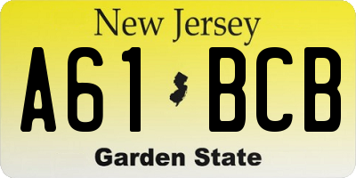 NJ license plate A61BCB