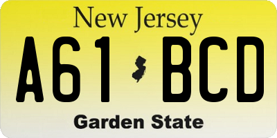 NJ license plate A61BCD
