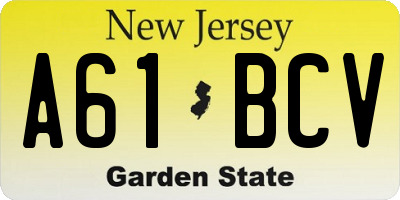 NJ license plate A61BCV