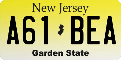 NJ license plate A61BEA