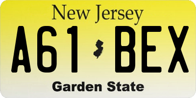 NJ license plate A61BEX
