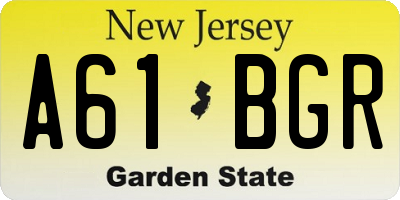 NJ license plate A61BGR