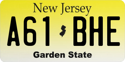 NJ license plate A61BHE