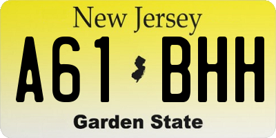 NJ license plate A61BHH