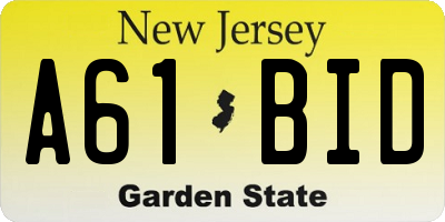 NJ license plate A61BID