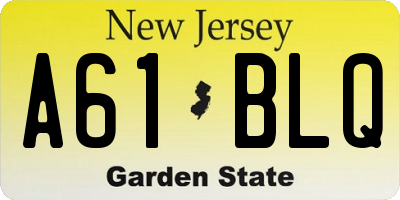 NJ license plate A61BLQ