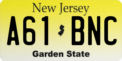 NJ license plate A61BNC