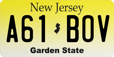 NJ license plate A61BOV