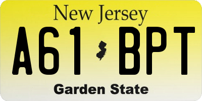 NJ license plate A61BPT