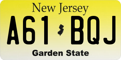 NJ license plate A61BQJ