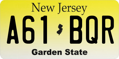NJ license plate A61BQR