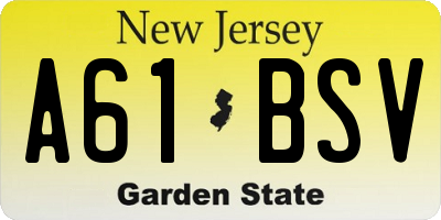 NJ license plate A61BSV