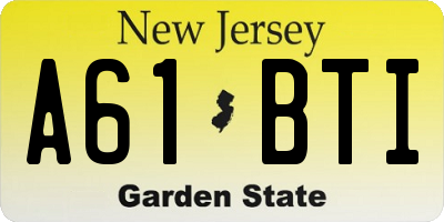 NJ license plate A61BTI
