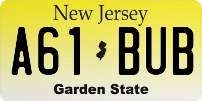 NJ license plate A61BUB