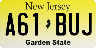 NJ license plate A61BUJ