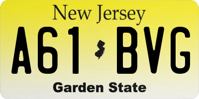 NJ license plate A61BVG