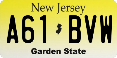 NJ license plate A61BVW